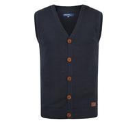 Pullunder BLEND "BHLennardo", Herren, Gr. L, blau (navy), Feinstrick, 50% Baumwolle, 50% Polyacryl, unifarben, regular fit normal, V-Ausschnitt, Pullover, Stilvoller Pullunder mit Holzknopf-Leiste (63