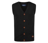 Pullunder BLEND "BHLennardo", Herren, Gr. L, schwarz, Feinstrick, 50% Baumwolle, 50% Polyacryl, unifarben, regular fit normal, V-Ausschnitt, Pullover, Stilvoller Pullunder mit Holzknopf-Leiste (204219