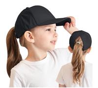 Longra 2-8 Jahre Mädchen Jungen Pferdeschwanz Kappe Baseball Cap Unisex Einstellbare Baseballkappe Visor Basecap Hut Sonnenblende Hut Schirmmütze Sommermütze Sommerhut Tennis Kappe (Black, One Size)