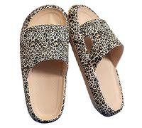 Longra Badeschuhe Damen Cozislides Original Slippers Leopard Wolken Slipper Cloudyzz Schlappen Super Weiche Airfloppy Hausschuhe rutschfeste Pantoletten Badelatschen Offener Zehentranner Sommer