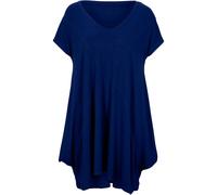 Longshirt BONPRIX, Damen, Gr. 48/50 (XL), mitternachtsblau, Jersey, Obermaterial: 95% Viskose, 5% Elasthan, A-Linie ca. Mitte Oberschenkel, tiefer Rundhals, Shirts Longshirt, A-Linie Passform, mit Ein