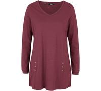 Longshirt BONPRIX, Damen, Gr. 56/58 (XXXL), rot (ahornrot), Obermaterial: 100% Baumwolle, A-Linie, Shirts Longshirt, A-Linie, mit dekorativen Knöpfen, aus Baumwolle, Casual Stil (82157155-56) ahornrot