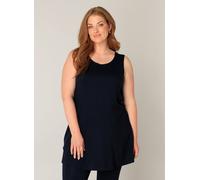 Longshirt BASE LEVEL CURVY "ABBIGALE", Damen, Gr. 44, blau (navy schwarz blau), Jersey, Obermaterial: 94% Viskose, 6% Elasthan, unifarben, Basic, figurumspielend hüftbedeckend, Rundhals, Shirts Longsh