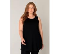 Longshirt BASE LEVEL CURVY "ABBIGALE", Damen, Gr. 46, schwarz, Jersey, Obermaterial: 94% Viskose, 6% Elasthan, unifarben, Basic, figurumspielend hüftbedeckend, Rundhals, Shirts Longshirt, ärmellos, se