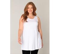Longshirt BASE LEVEL CURVY "ABBIGALE", Damen, Gr. 52, weiß, Jersey, Obermaterial: 94% Viskose, 6% Elasthan, unifarben, Basic, figurumspielend hüftbedeckend, Rundhals, Shirts Longshirt, ärmellos, seitl