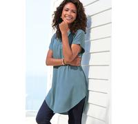 Longshirt BEACHTIME BY LASCANA, Damen, Gr. 40/42, rauchblau, Jersey, Obermaterial Rückenteil: 100% Viskose. Obermaterial Vorderteil: 100% Viskose, unifarben, figurumspielend Po-bedeckend, V-Ausschnitt