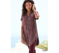 Longshirt BEACHTIME BY LASCANA, Damen, Gr. 48/50, rot (bordeaux bedruckt), Jersey, Obermaterial Rückenteil: 100% Viskose. Obermaterial Vorderteil: 100% Viskose, bedruckt, figurumspielend Po-bedeckend,