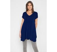Longshirt BONPRIX, Damen, Gr. 40/42 (M), blau (mitternachtsblau), Jersey, Obermaterial: 95% Viskose, 5% Elasthan, A-Linie ca. Mitte Oberschenkel, tiefer Rundhals, Shirts Longshirt, A-Linie Passform, m