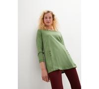 Longshirt BONPRIX, Damen, Gr. 44/46 (L), grün (farngrün), Obermaterial: 100% Baumwolle, A-Linie, Shirts Longshirt, A-Linie, mit dekorativen Knöpfen, aus Baumwolle, Casual Stil (91436819-44)