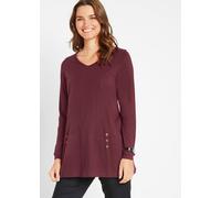 Longshirt BONPRIX, Damen, Gr. 48/50 (XL), rot (ahornrot), Obermaterial: 100% Baumwolle, A-Linie, Shirts Longshirt, A-Linie, mit dekorativen Knöpfen, aus Baumwolle, Casual Stil (82157155-48)