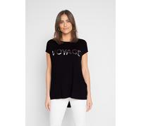 Longshirt BONPRIX, Damen, Gr. 48/50 (XL), schwarz, silber, Jersey, Obermaterial: 95% Viskose, 5% Elasthan, bedruckt, unifarben, lässig geschnitten Po-bedeckend, Rundhals, angeschnitten, Shirts Longshi