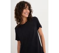 Longshirt BONPRIX, Damen, Gr. 52/54 (XXL), schwarz, Web, Obermaterial: 100% Viskose, unifarben, lässig geschnitten Po-bedeckend, Rundhals, Shirts Longshirt, Longshirt aus softer Viskose (90108266-52) 