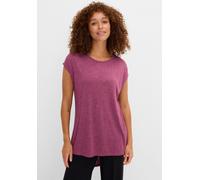Longshirt BONPRIX "Longshirt aus Viskose-Mischung", Damen, Gr. 44/46 (L), lila (beere multi), Jersey, Obermaterial: 50% Polyester, 50% Viskose, meliert, unifarben, lässig geschnitten Po-bedeckend, Run
