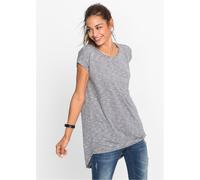 Longshirt BONPRIX "Longshirt aus Viskose-Mischung", Damen, Gr. 48/50 (XL), grau (grau multi), Obermaterial: 50% Polyester, 50% Viskose, lässig geschnitten, Shirts Longshirt, lässig geschnittene Passfo
