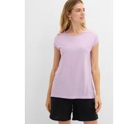 Longshirt BONPRIX "Longshirt aus Viskose-Mischung", Damen, Gr. 52/54 (XXL), rosa (zartflieder), Jersey, Obermaterial: 50% Polyester, 50% Viskose, lässig geschnitten Po-bedeckend, Rundhals, angeschnitt