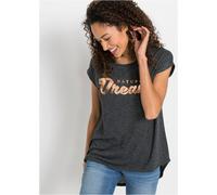 Longshirt BONPRIX "Longshirt aus Viskose-Mix", Damen, Gr. 36/38 (S), schwarz (schwarz meliert bedruckt), Obermaterial: 50% Polyester, 50% Viskose, oversize, Shirts Longshirt, Longshirt aus Viskose-Mix