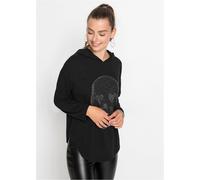 Longshirt BONPRIX "Oversize-Longshirt mit Kapuze", Damen, Gr. 52/54 (XXL), schwarz, Obermaterial: 100% Baumwolle, oversize, Shirts Longshirt, Oversize-Longshirt mit Kapuze (20449716-52)