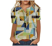 Longshirt Damen v Ausschnitt mit Dufdruck Curvy Oberteile Tshirt Basic Oversize Locker Kurzarmshirt T Shirt Baumwolle Kurzarm Lang Grosse Grössen Top Blusenshirt