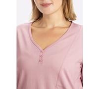 Longshirt SHEEGO "Halbarmshirt", Damen, Gr. 48/50, rosa (hortensie), 100% Baumwolle, unifarben, V-Ausschnitt, Shirts Longshirt (64295216-48) hortensie