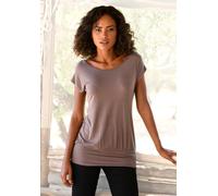 Longshirt LASCANA Gr. 48/50, grau (taupe) Damen Shirts Jersey mit breitem Bund (857034-48)