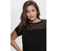 Longshirt ONLY CARMAKOMA "CARFLAKE", Damen, Gr. L, schwarz, Jersey, Obermaterial: 100% Viskose, unifarben, figurumspielend Po-bedeckend, Rundhals, angeschnitten Bündchen, Shirts Longshirt, vorn in Spi