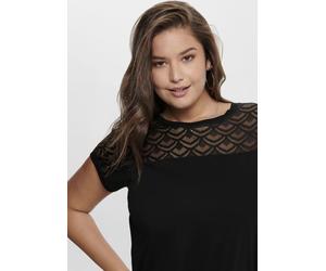 Longshirt ONLY CARMAKOMA "CARFLAKE", Damen, Gr. M, schwarz, Jersey, Obermaterial: 100% Viskose, unifarben, figurumspielend Po-bedeckend, Rundhals, angeschnitten Bündchen, Shirts Longshirt, vorn in Spi