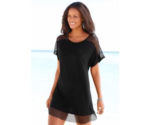 Longshirt S.OLIVER, Damen, Gr. 40/42, schwarz, Jersey, Obermaterial: 95% Viskose, 5% Elasthan. Einsatz: 95% Polyester, 5% Elasthan, unifarben, figurumspielend ca. Mitte Oberschenkel, Rundhals, Shirts 