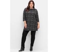 Longshirt mit Print und Wasserfall-Ausschnitt, schwarz-weiß, Gr.44/46