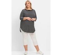 Longshirt SHEEGO "Große Größen" Gr. 52/54, schwarz-weiß (schwarz, weiß) Damen Shirts (82001731-52) schwarz, weiß
