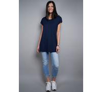 Longshirt SEIDEL MODEN, Damen, Gr. 34, blau (navy), Jersey, Obermaterial: 95% Viskose, 5% Elasthan, unifarben, normal Po-bedeckend, Rundhals, angeschnitten abgesteppte Kante, Shirts Longshirt, MADE IN