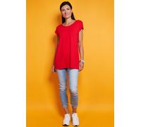 Longshirt SEIDEL MODEN, Damen, Gr. 34, rot, Jersey, Obermaterial: 95% Viskose, 5% Elasthan, unifarben, normal Po-bedeckend, Rundhals, angeschnitten abgesteppte Kante, Shirts Longshirt, MADE IN GERMANY