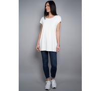 Longshirt SEIDEL MODEN, Damen, Gr. 36, weiß (sanftes weiß), Jersey, Obermaterial: 95% Viskose, 5% Elasthan, unifarben, normal Po-bedeckend, Rundhals, angeschnitten abgesteppte Kante, Shirts Longshirt,