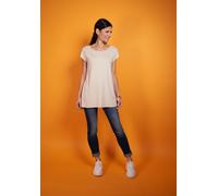 Longshirt SEIDEL MODEN, Damen, Gr. 44, beige, Jersey, Obermaterial: 95% Viskose, 5% Elasthan, unifarben, normal Po-bedeckend, Rundhals, angeschnitten abgesteppte Kante, Shirts Longshirt, MADE IN GERMA