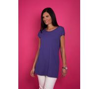 Longshirt SEIDEL MODEN, Damen, Gr. 50, lila, Jersey, Obermaterial: 95% Viskose, 5% Elasthan, unifarben, normal Po-bedeckend, Rundhals, angeschnitten abgesteppte Kante, Shirts Longshirt, MADE IN GERMAN