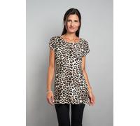 Longshirt SEIDEL MODEN "Exklusiv bei OTTO", Damen, Gr. 40, braun (beige), Jersey, Obermaterial: 96% Viskose, 4% Elasthan, körpernah Po-bedeckend, Rundhals, Shirts Longshirt, mit Animal-Leo-Print -MADE