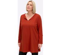 Longshirt SHEEGO "Longshirt", Damen, Gr. 40/42, rostrot, 100% Baumwolle, unifarben, Rundhals, Shirts Longshirt (38450433-40) rostrot