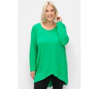 Longshirt SHEEGO "Longshirt", Damen, Gr. 44/46, grün (grasgrün), 50% Baumwolle, 50% Modal, unifarben, Rundhals, Shirts Longshirt (22409354-44) grasgrün