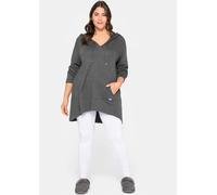 sheego Longsweatshirt mit Kängurutasche, im Vokuhila-Schnitt, grau, 48/50 grau meliert