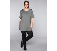 Longshirt SHEEGO "Longshirt", Damen, Gr. 48/50, grau (grau meliert), 90% Polyester, 10% Elasthan, unifarben, Rundhals, Shirts Longshirt (72813056-48) grau meliert