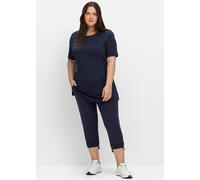 Longshirt SHEEGO "Longshirt", Damen, Gr. 52/54, blau (marine), 90% Polyester, 10% Elasthan, unifarben, Rundhals, Shirts Longshirt (57296151-52) marine