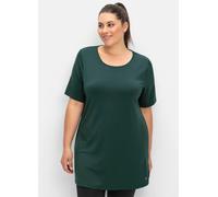 Longshirt SHEEGO "Longshirt", Damen, Gr. 56/58, grün (tiefgrün), 90% Polyester, 10% Elasthan, unifarben, Rundhals, Shirts Longshirt (37903631-56) tiefgrün