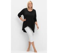 Longshirt SHEEGO "Longshirt", Damen, Gr. 56/58, schwarz, 50% Baumwolle, 50% Modal, unifarben, Rundhals, Shirts Longshirt (12487306-56) schwarz