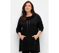 Longshirt SHEEGO "Sweatshirt", Damen, Gr. 44/46, schwarz, 50% Baumwolle, 50% Modal, unifarben, Shirts Longshirt (27957904-44) schwarz