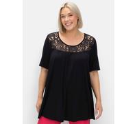 Longshirt SHEEGO "T-Shirt", Damen, Gr. 44, schwarz, 95% Viskose, 5% Elasthan, unifarben, Rundhals, Shirts Longshirt (49276654-44) schwarz