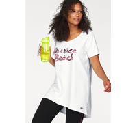 Longshirt VENICE BEACH, Damen, Gr. 48/50, weiß, Obermaterial: 60% Baumwolle, 40% Polyester, bedruckt, figurumspielend extralang, herzförmiger Ausschnitt, Shirts Longshirt, Langarm, lockere Passform, m