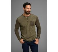 Longsleeve ARIZONA, Herren, Gr. S (44/46), grün (khaki), Single Jersey, Obermaterial: 100% Baumwolle. Besatz: 100% Baumwolle. Ärmel: 100% Baumwolle, meliert, regular fit, Rundhals, Shirts, Langarm, me