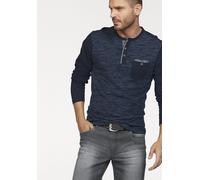Longsleeve ARIZONA, Herren, Gr. XL (56/58), blau, Single Jersey, Obermaterial: 100% Baumwolle, meliert, regular fit, Rundhals, Shirts Longsleeve, Langarm, melierte Optik, Rundhalsausschnitt mit Knopfl