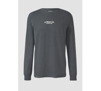 Langarmshirt S.OLIVER, Herren, Gr. M, dk grau, Jersey, Obermaterial: 100% Baumwolle, bedruckt, Casual, regular fit normal, Rundhals, Rippbündchen, Shirts, mit Logo Schriftzug (94022348-M) dk grau