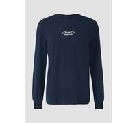 Langarmshirt S.OLIVER, Herren, Gr. XXL, blau, Jersey, Obermaterial: 100% Baumwolle, bedruckt, casual, regular fit normal, Rundhals, Langarm Rippbündchen, Shirts, mit Logo Schriftzug (75672555-XXL) bla