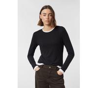 Longsleeve aus Viskose mit Kontrast-Doppelbündchen schwarz 38